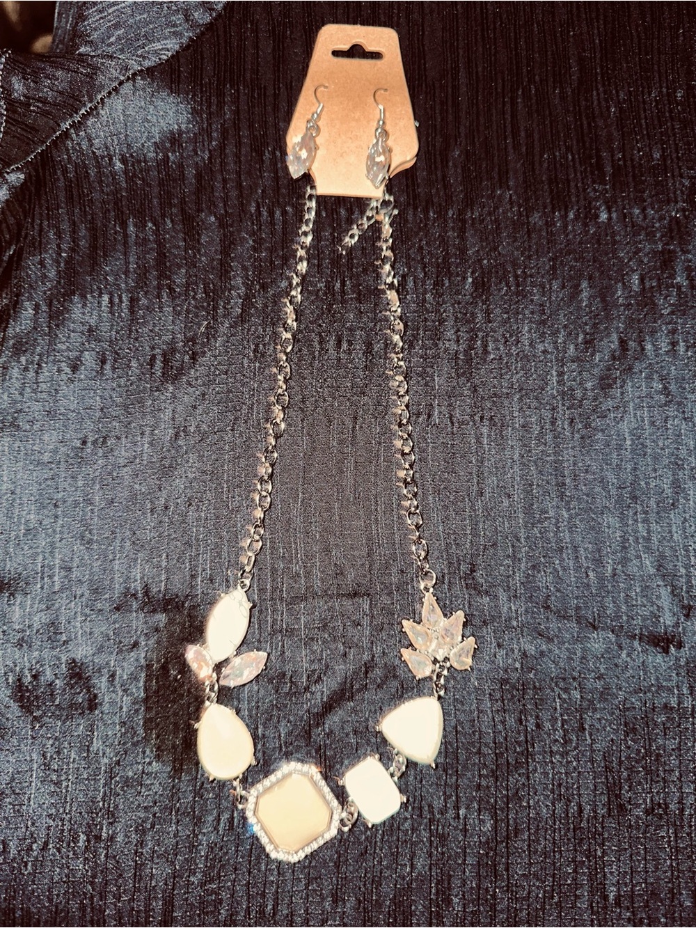 Elegant Cream Statement Necklace and Earring Set and bracelet